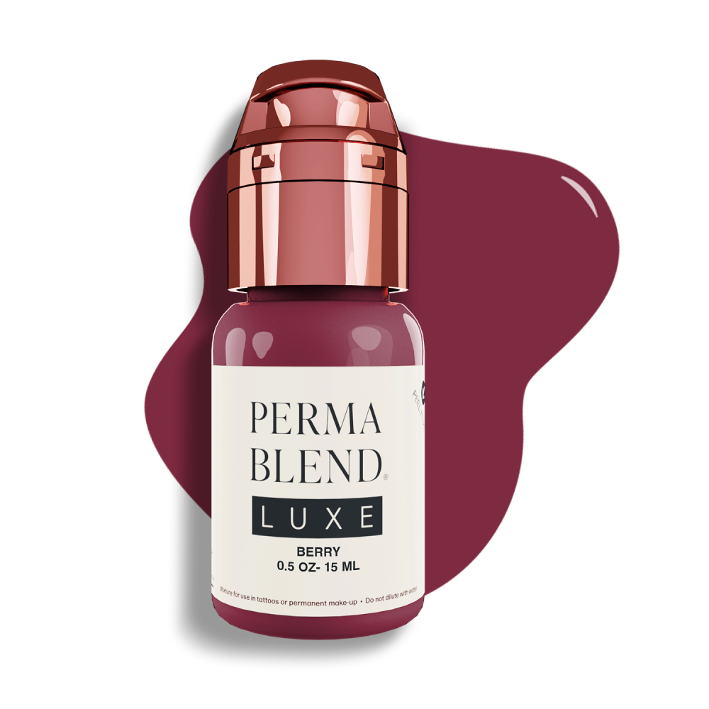 Flacon de pigment Perma Blend de 15ml avec un capuchon rose métallisé à clip pour une hygiène optimale.