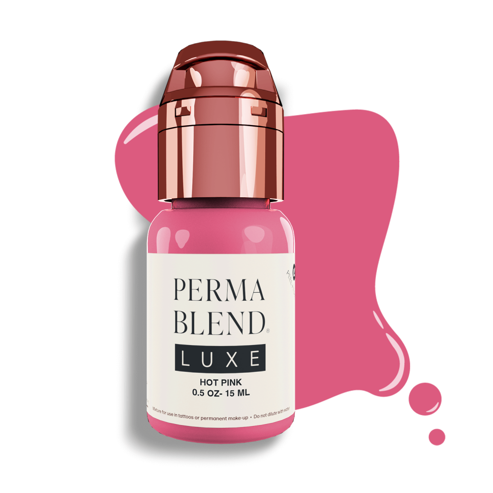 Flacon de pigment Perma Blend de 15ml avec un capuchon rose métallisé à clip pour une hygiène optimale.