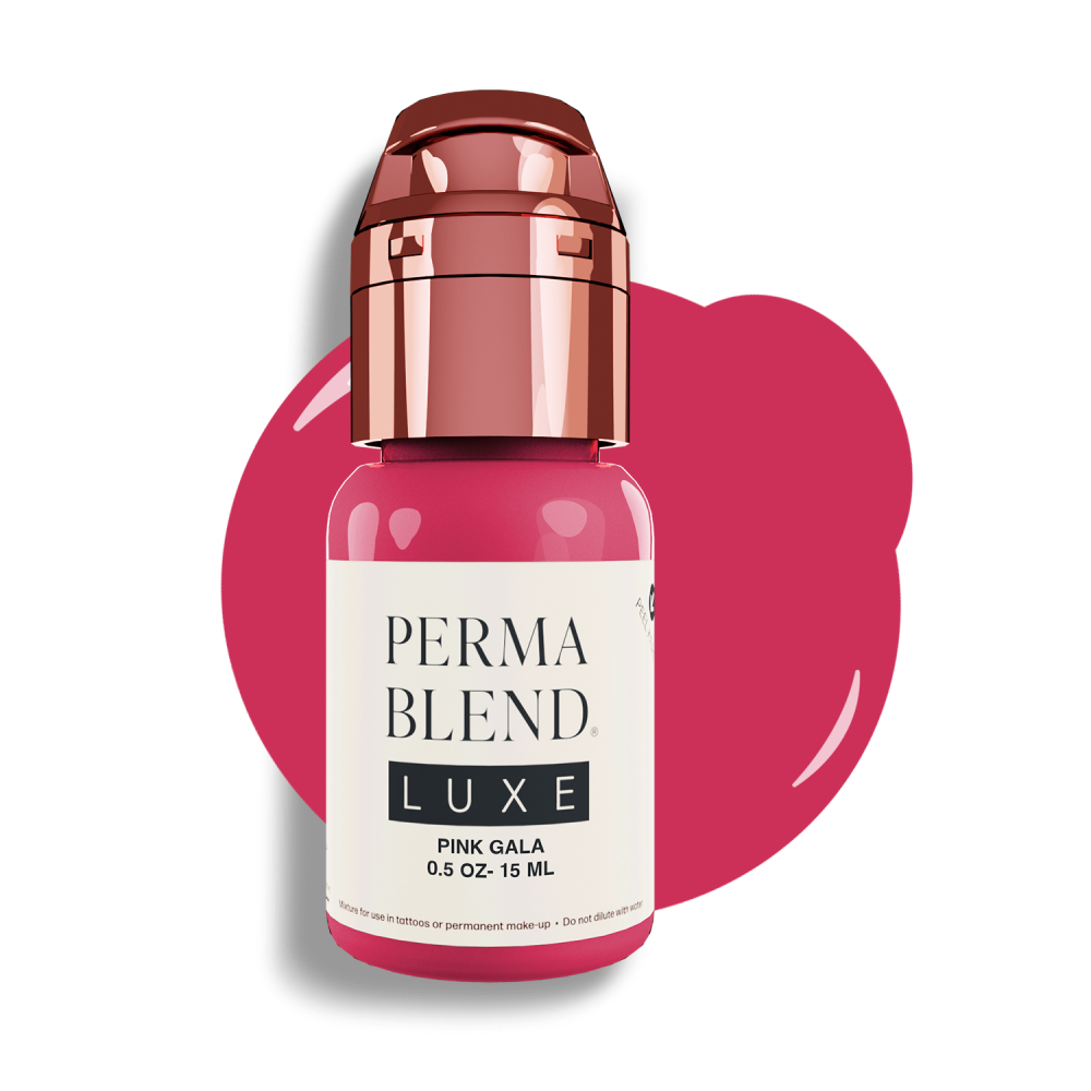 Flacon de pigment Perma Blend de 15ml avec un capuchon rose métallisé à clip pour une hygiène optimale.