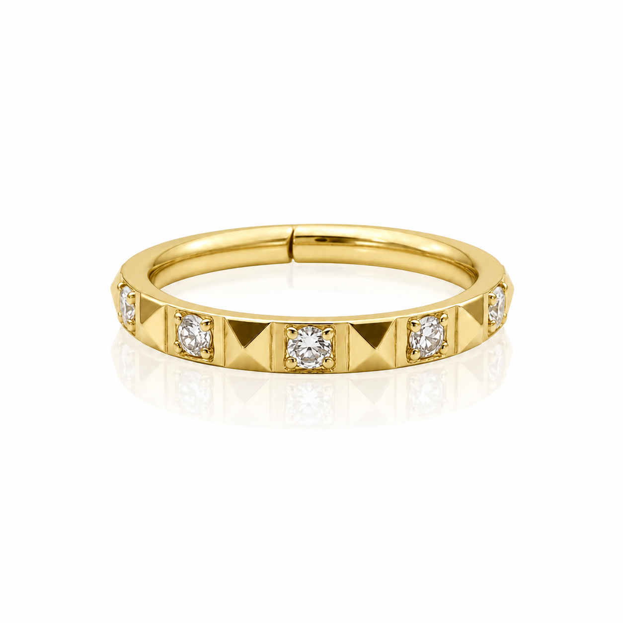 Eulalia - Anneau Clicker - Titane - Finition Or - 1.2*8mm - Zircon Blanc