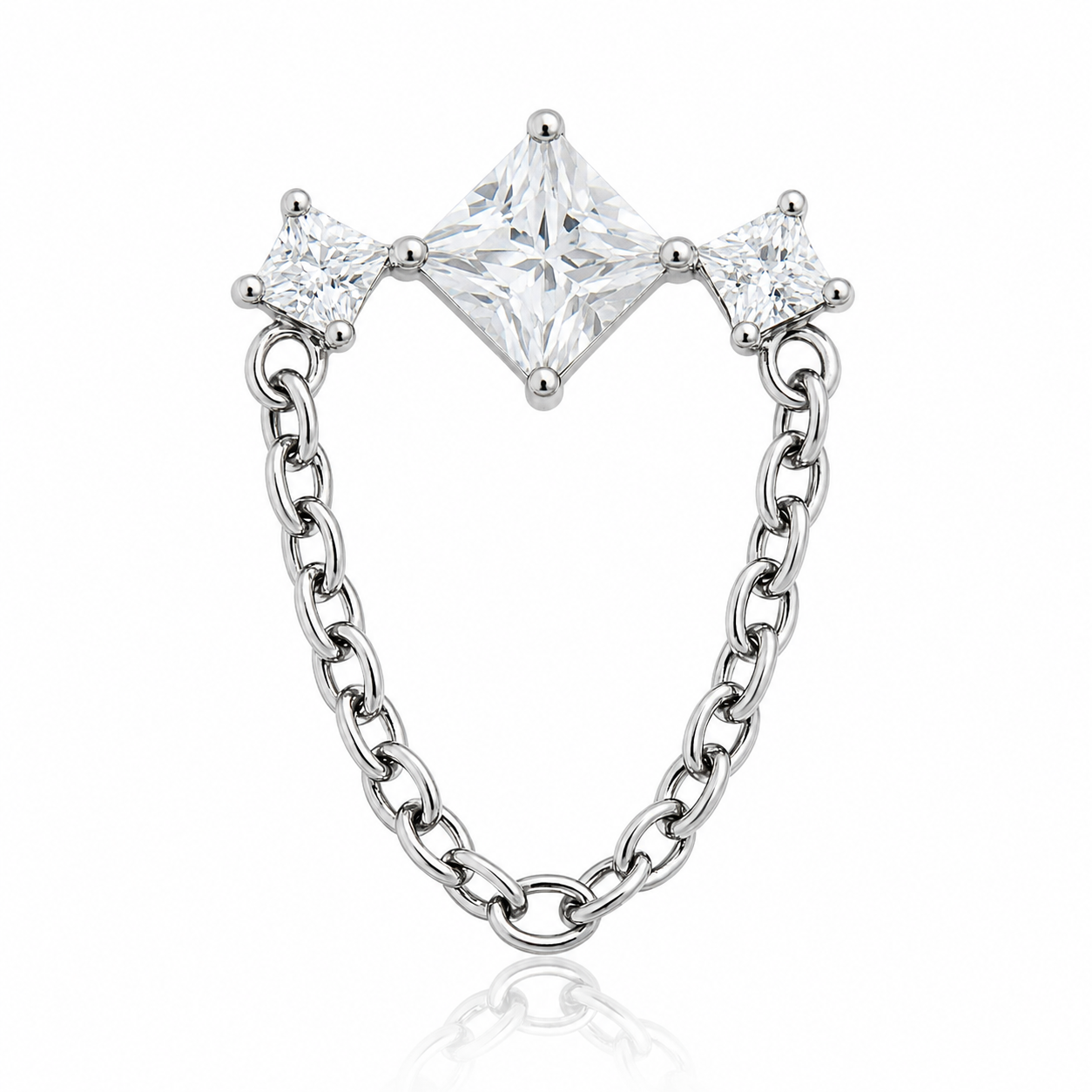 Paloma - Titanium Labret F136 - Silver Finish - White Zircon