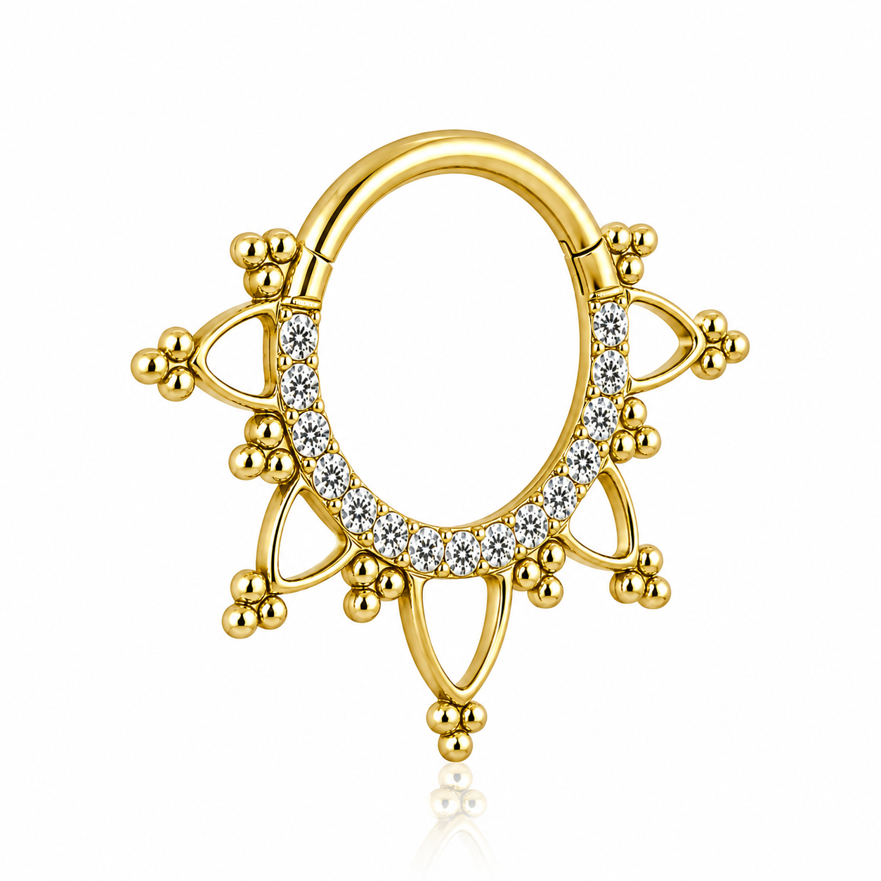 Emma - Titanium Clicker Ring F136 - Gold Finish - 1.2*8mm - White Zircon