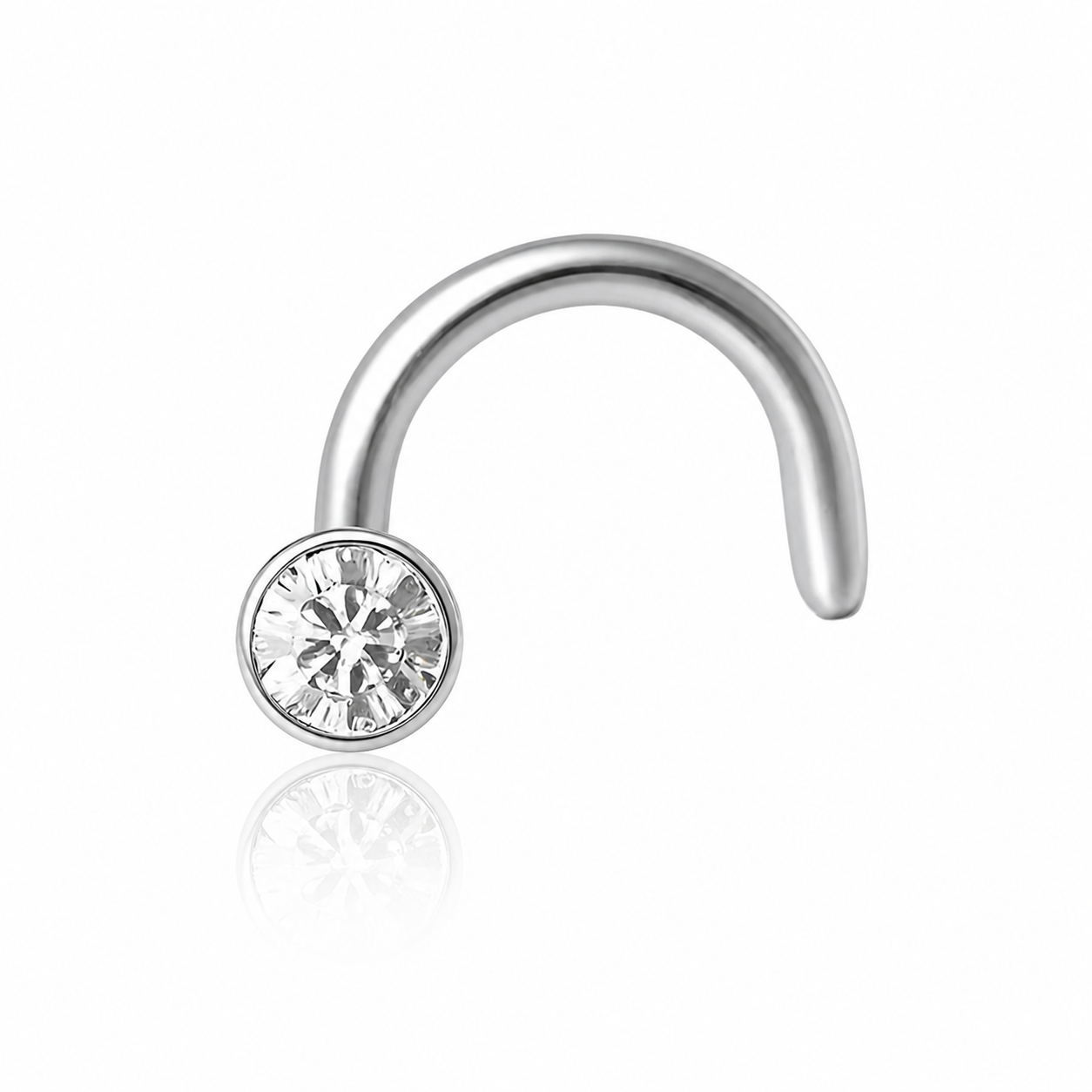 Seraphina - Nez  Stud - Finition Argent - 1.0*6*2mm - Zircon Blanc