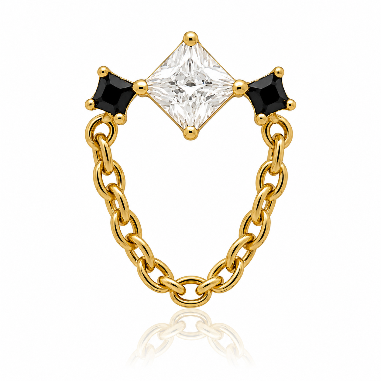 Paloma - Titanium Labret F136 - Gold Finish - White Zircon - Black Zircon