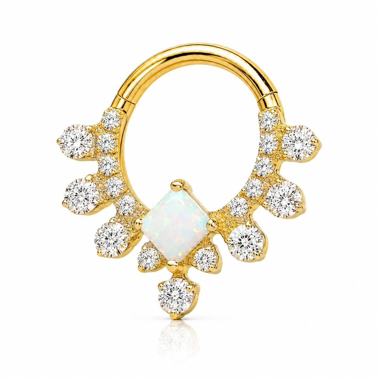 Céleste - Titanium Clicker Ring F136 - Gold Finish - 1.2*8mm - Opal
