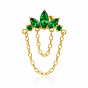Lucie - Labret Filetage Interne - Finition Or - Zircon Vert M0.9 (16G)