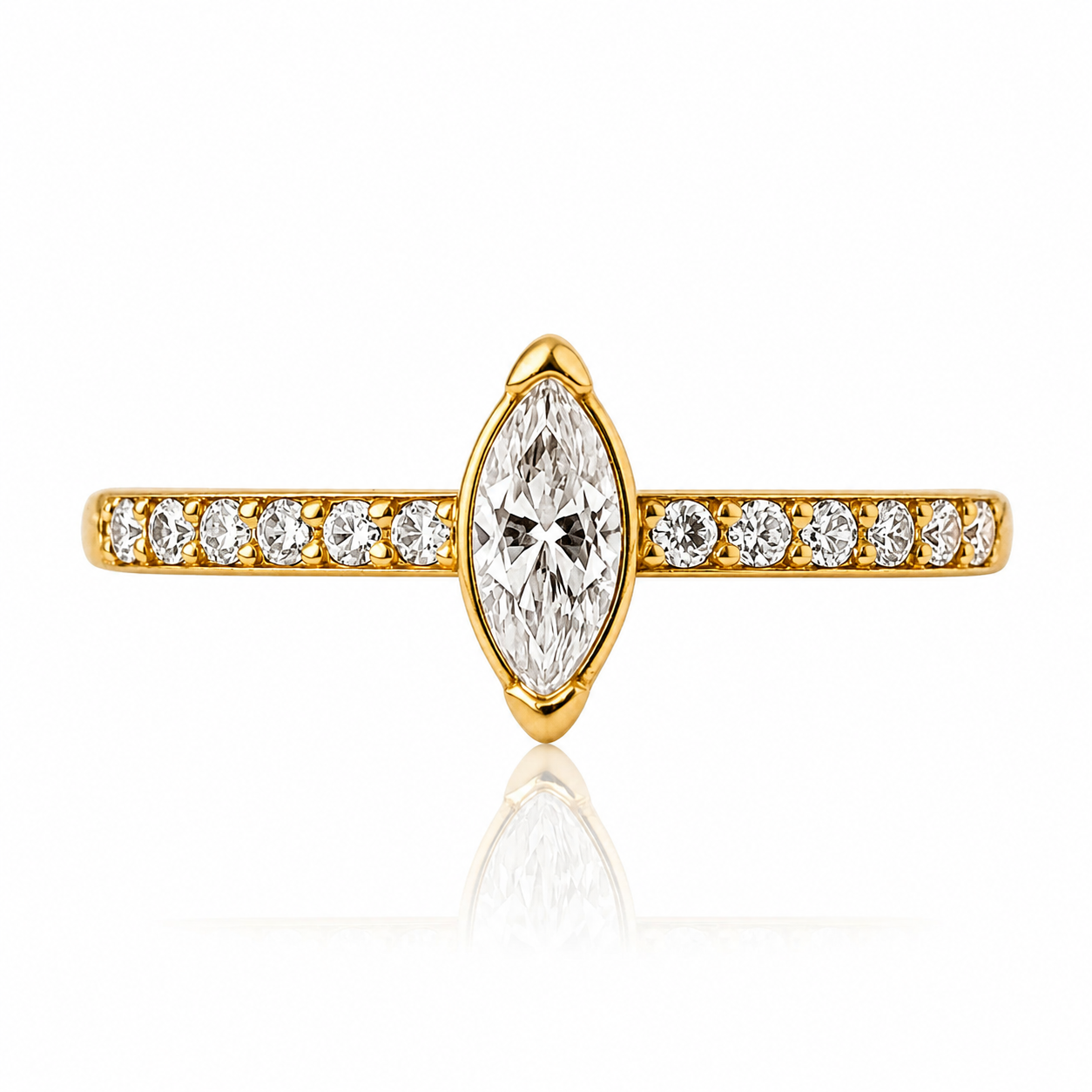 Evangeline - Anneau Clicker - Finition Or - 1.2*10mm - Zircon Blanc