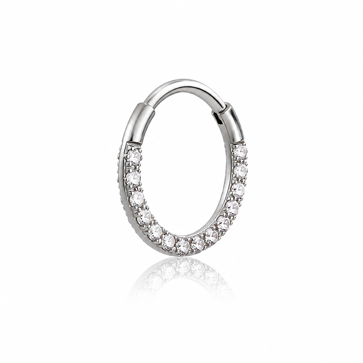 Emilie - Anneau Clicker - Finition Argent - 1.2*8- Zircon Blanc