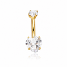 Lila - Nombril Titane F139 - Finition Or - 1.6*10*5/8mm - Zircon blanc