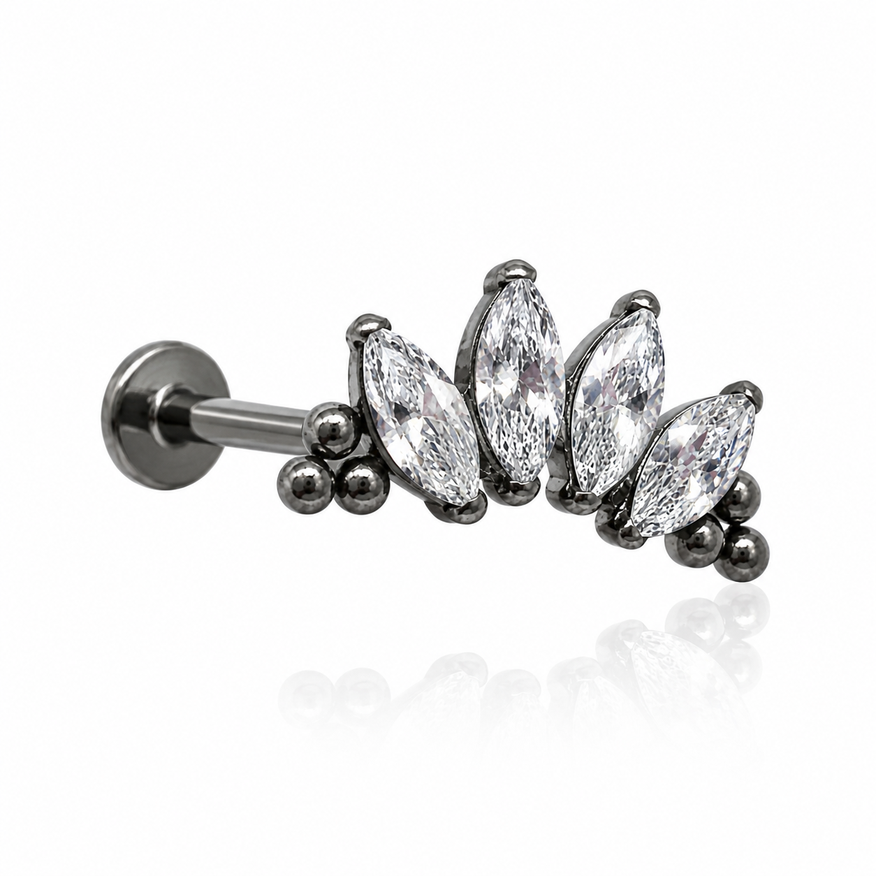 Marie - Labret Filetage Interne - Finition Argent - M0.9(16G) - Zircon Blanc