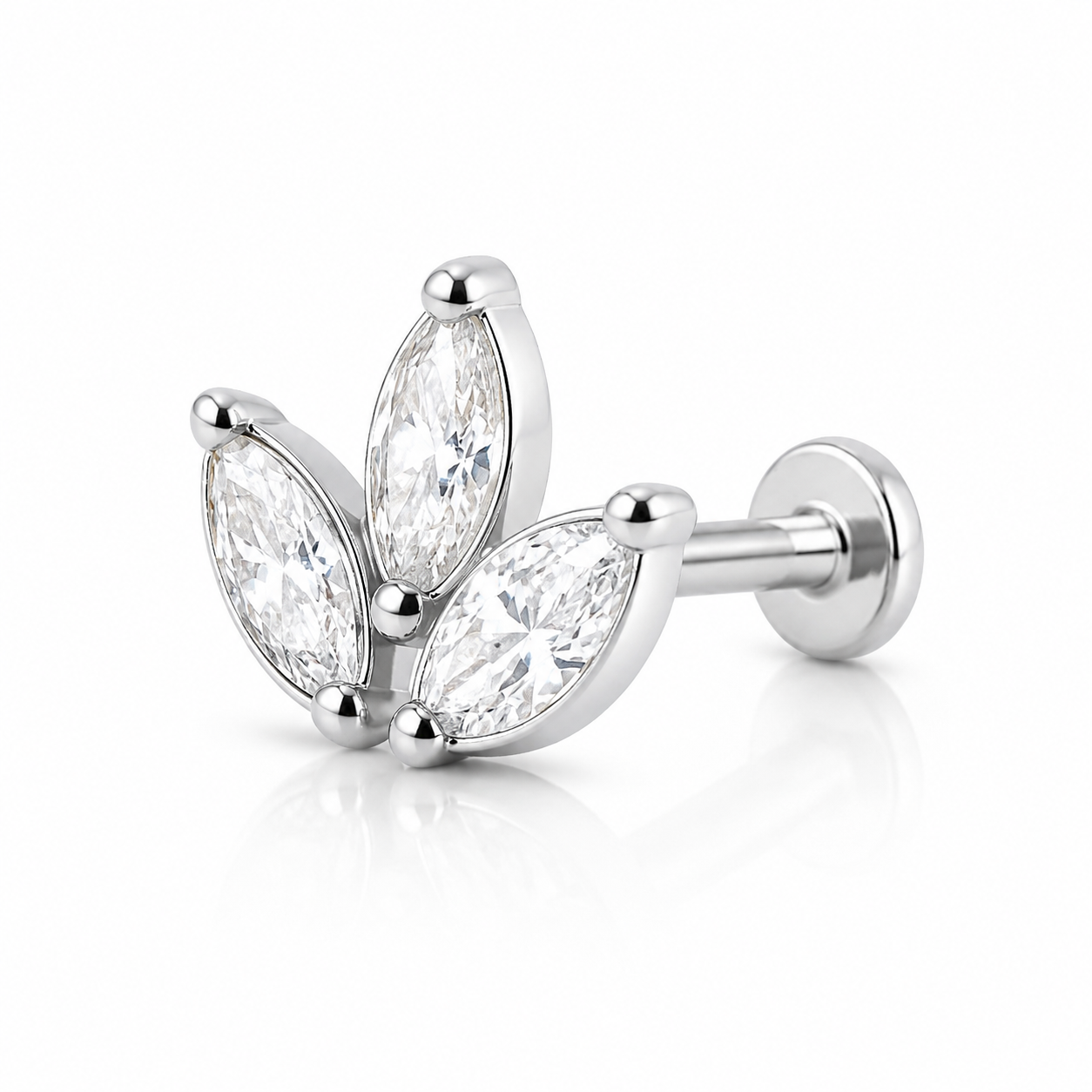 Selenne - Labret Filetage Interne - Finition ARGENT- M0.9(16G) - Zircon Blanc