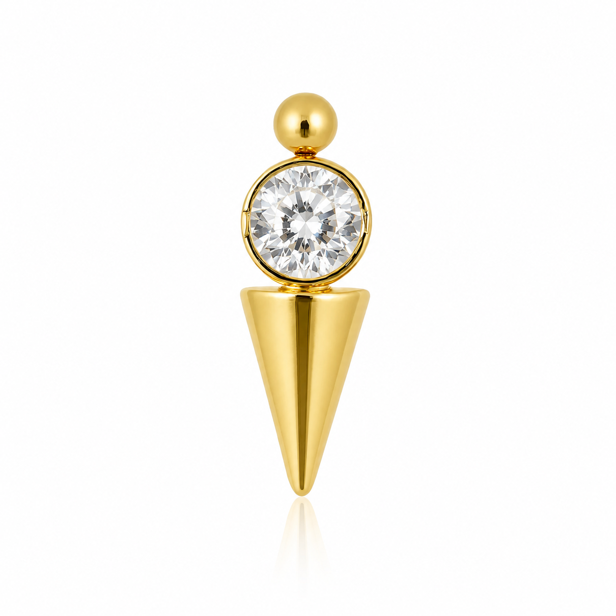 Jasmine - Labret Titane F136 - Finition Or - Zircon blanc