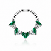 Diane - Titanium Clicker Ring F136 - Gold Finish - 1.2*10mm - White Zircon - Green Zircon