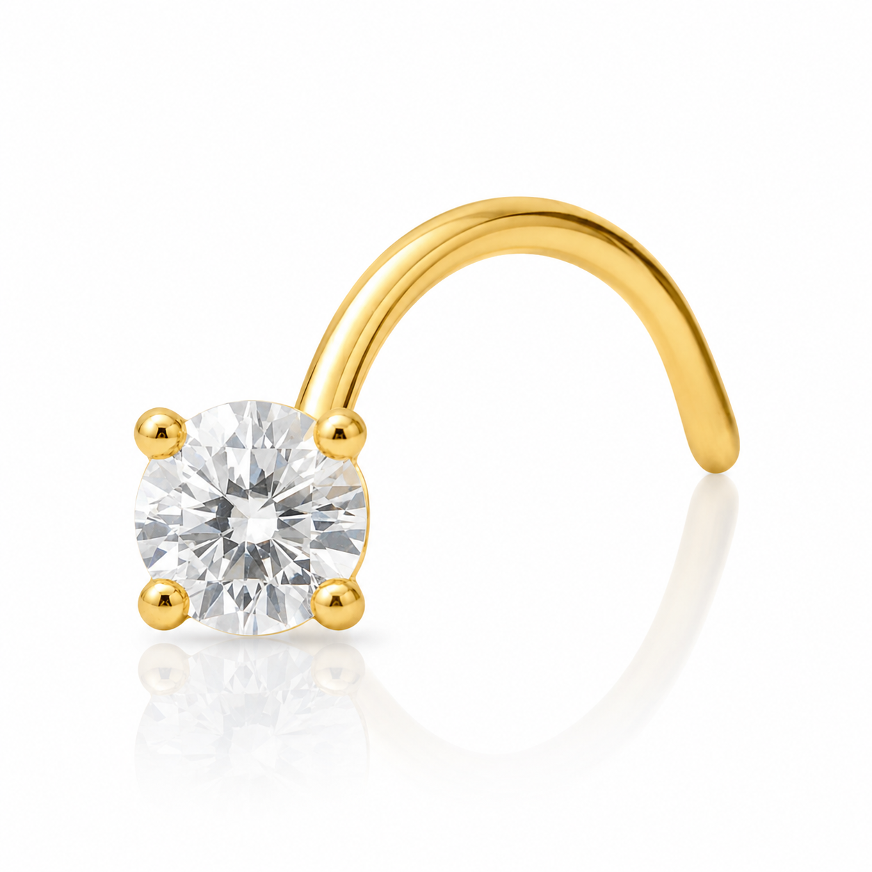 Seren - Nez Stud - Finition Or - 0.8*6*2mm - Zircon Blanc