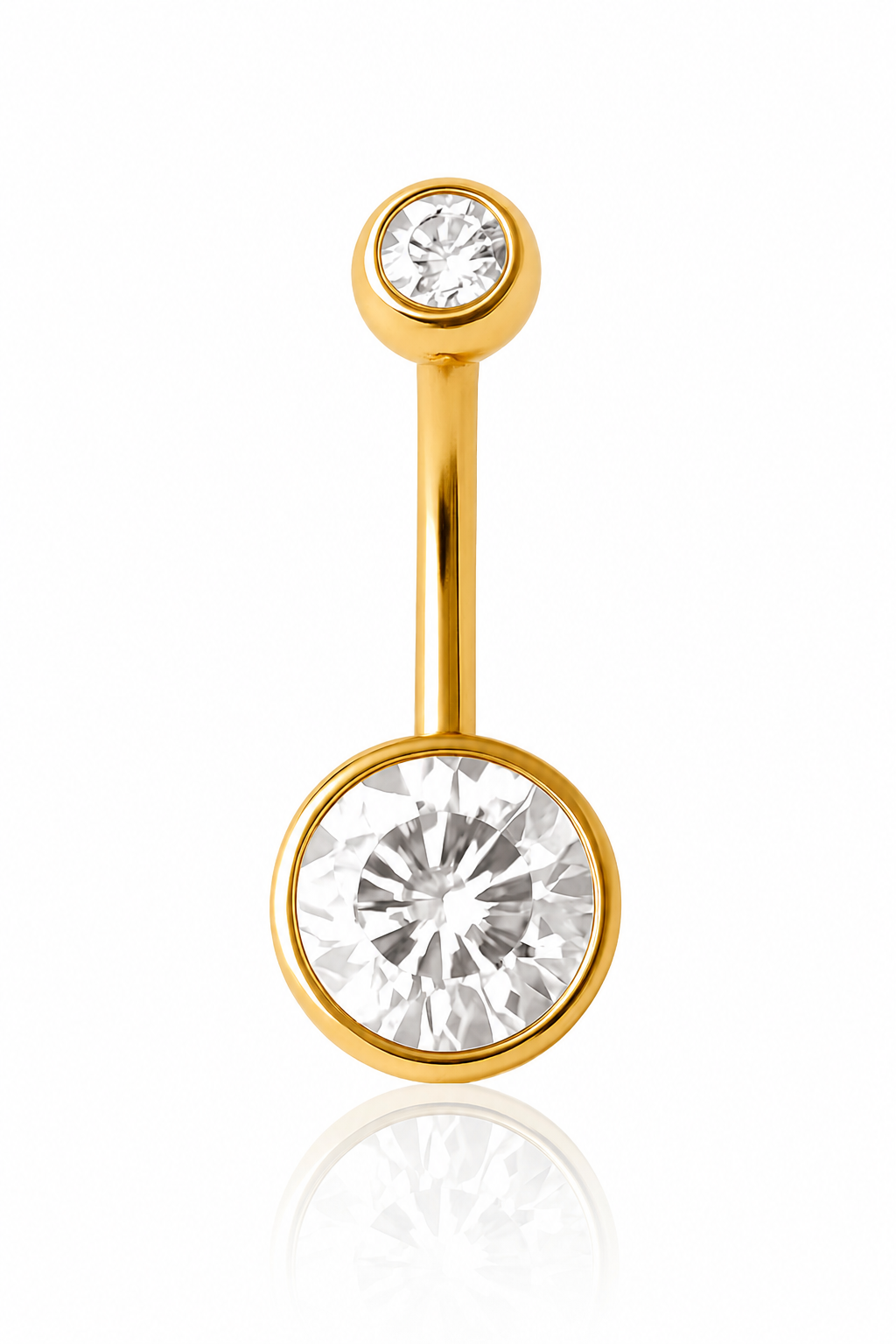 Ophelia - Nombril Banane Filetage Interne - Finition Or - 1.6*10*5/8mm - Zircon Blanc
