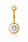 Ophelia - Nombril Banane Filetage Interne - Finition Or - 1.6*10*5/8mm - Zircon Blanc