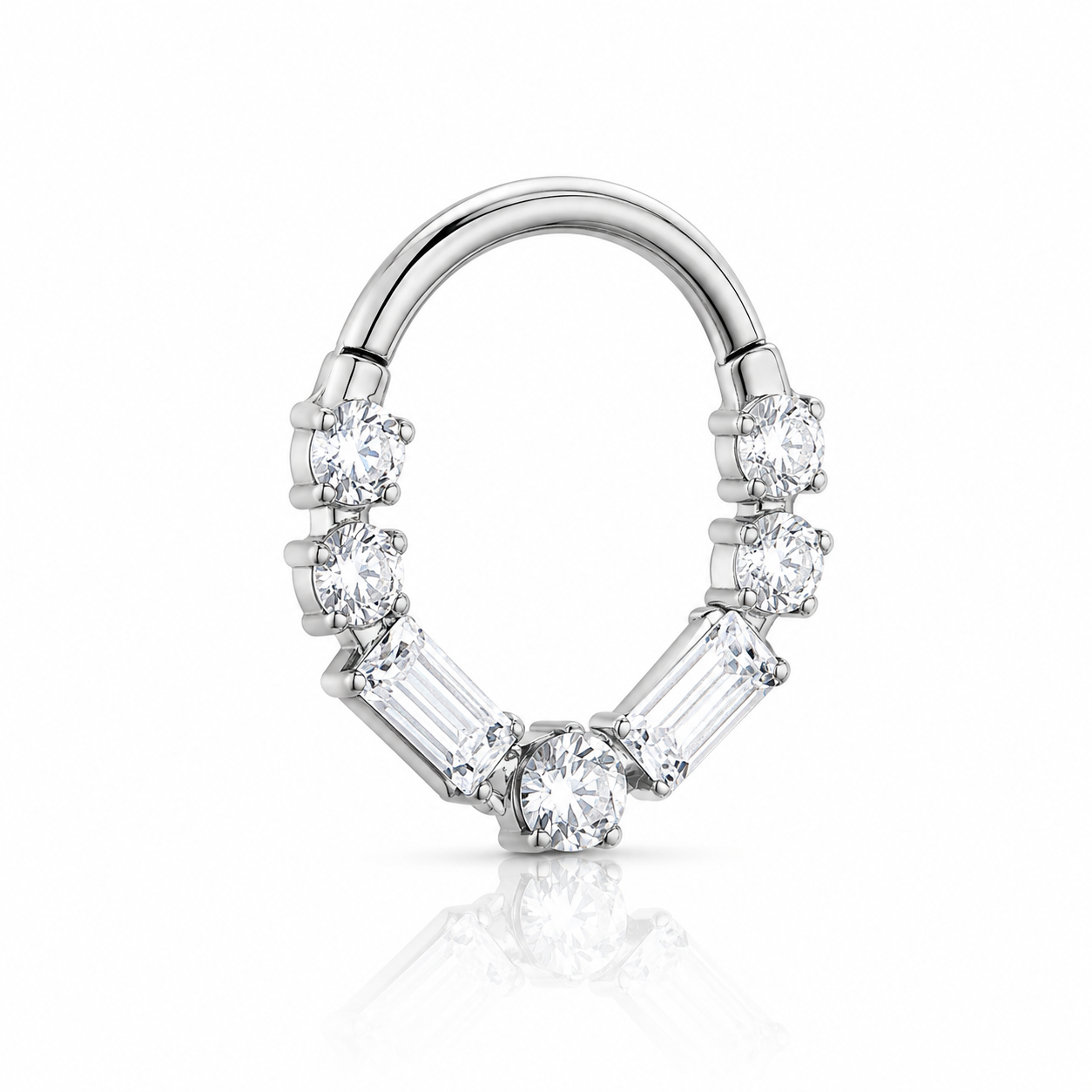 Capucine - Anneau Clicker Titane F136 - Finition Argent - 1.2*8mm - Zircon blanc
