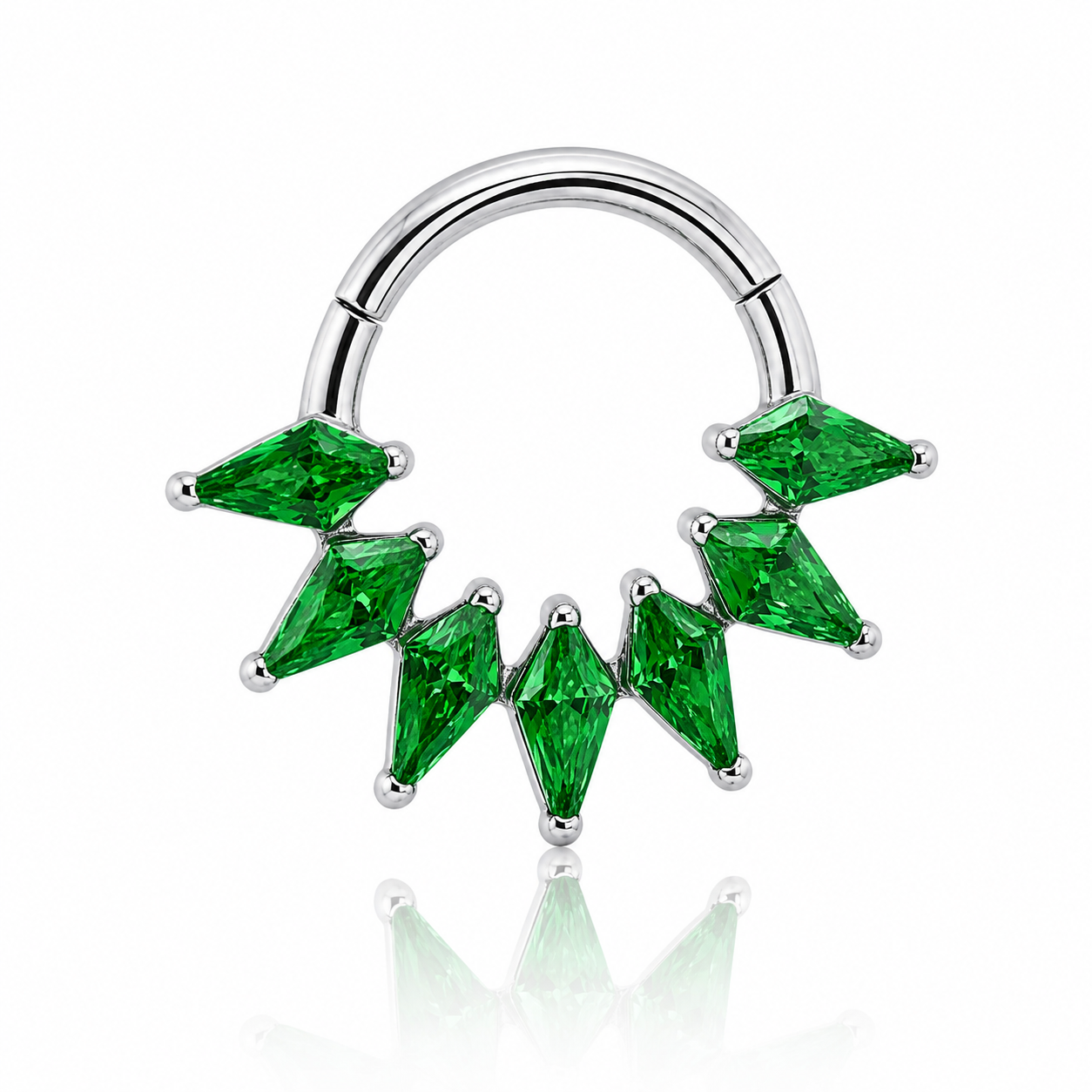Elara - Titanium Clicker Ring F136 - Gold Finish - 1.2*8mm - Green Zircon