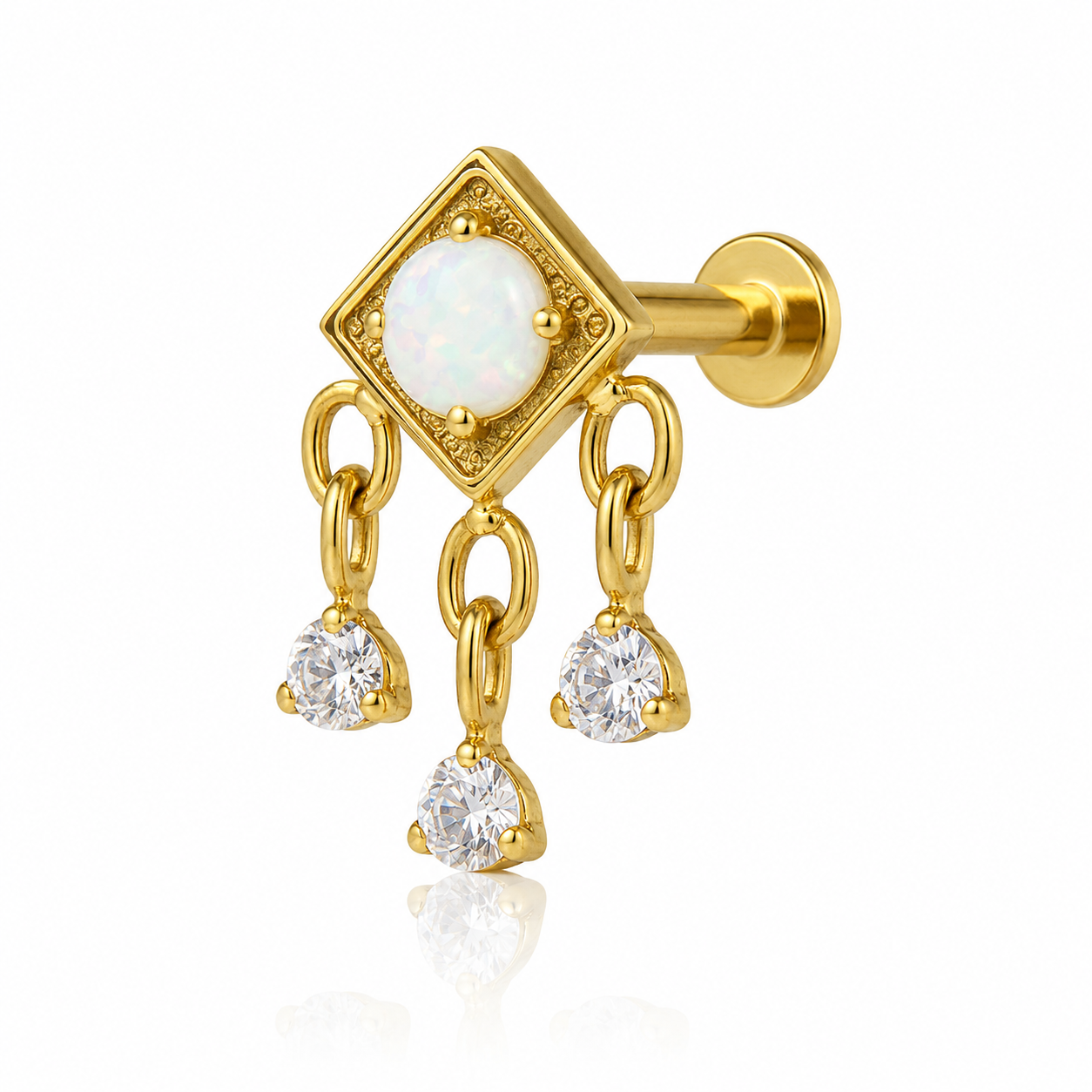 Sofia - Titanium Labret F136 - Gold Finish - Opal