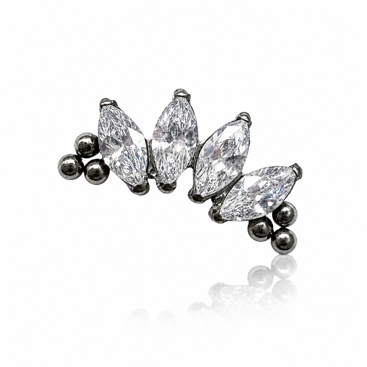 Marie - Labret Filetage Interne - Finition Argent - M0.9(16G) - Zircon Blanc
