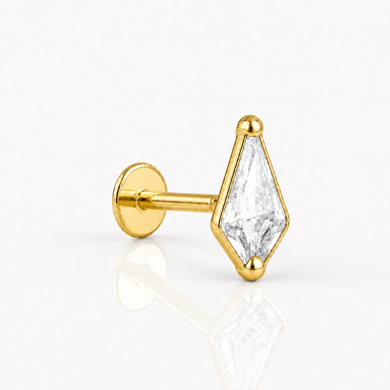 Aurélia - Labret Filetage Interne - Finition Or -  0.9 * 8 mm - Zircon Blanc