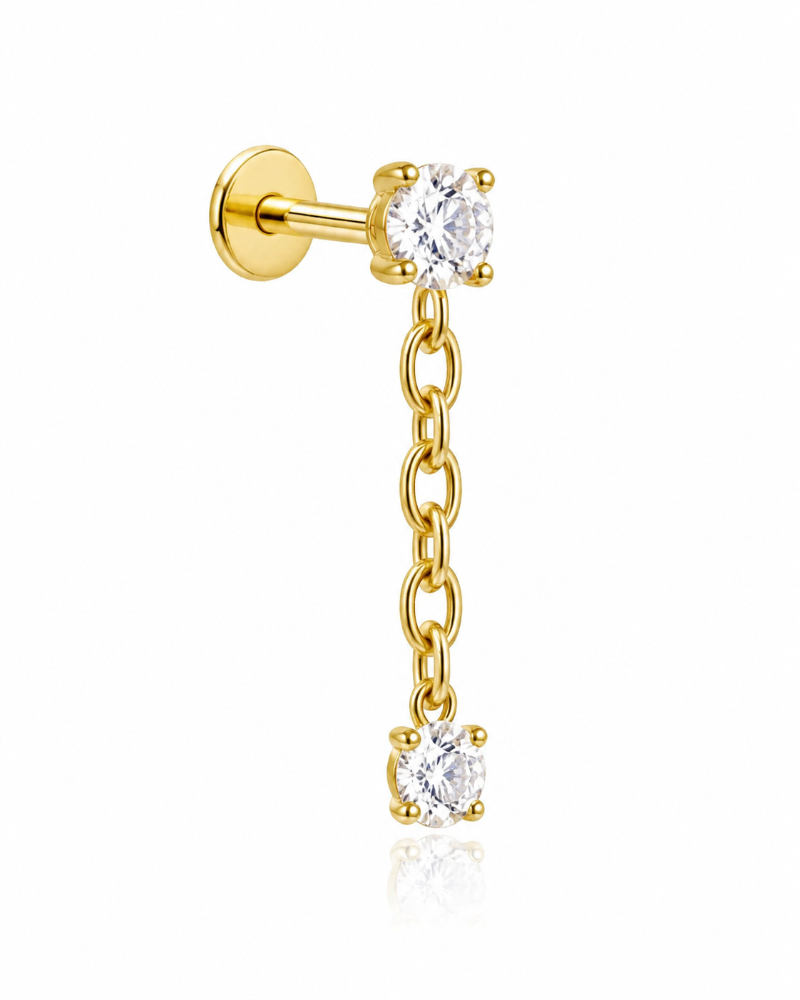 Lyra - Chaînette Pendante Filetage Interne - Finition Or - M0.9(16G) - Zircon Blanc
