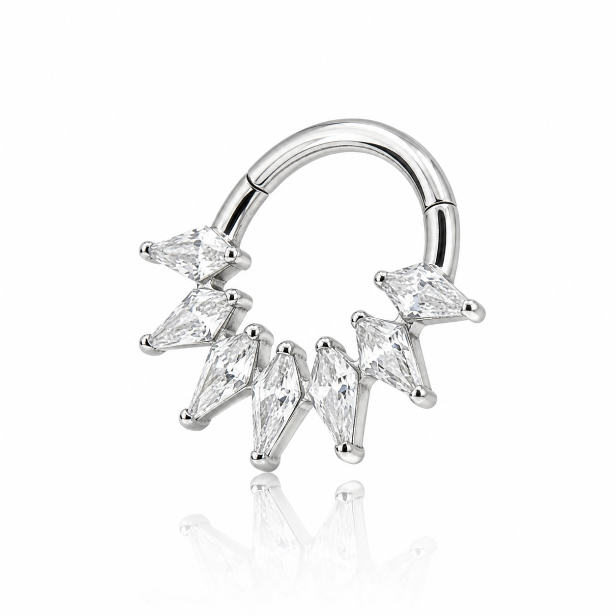 Elara - Titanium Clicker Ring F136 - Gold Finish - 1.2*8mm - White Zircon