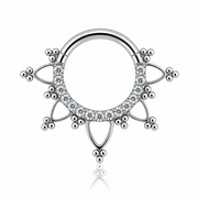 Emma - Titanium Clicker Ring F136 - Silver Finish - 1.2*8mm - White Zircon