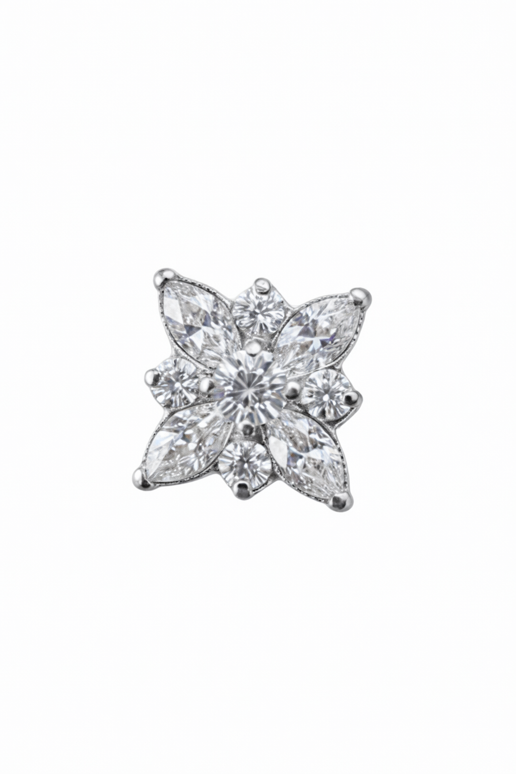 Alyssa - Labret Filetage Interne - Finition Argent - 1.2*8mm - Zircon Blanc