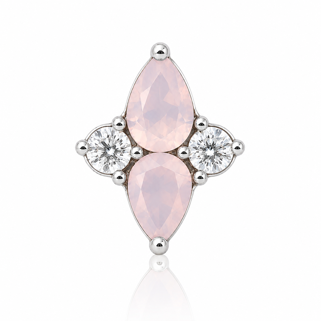 Maeve - Labret Filetage Interne - Finition Argent - M0.9(16G) - Pierre naturelle Rose - Pierre naturelle Blanc