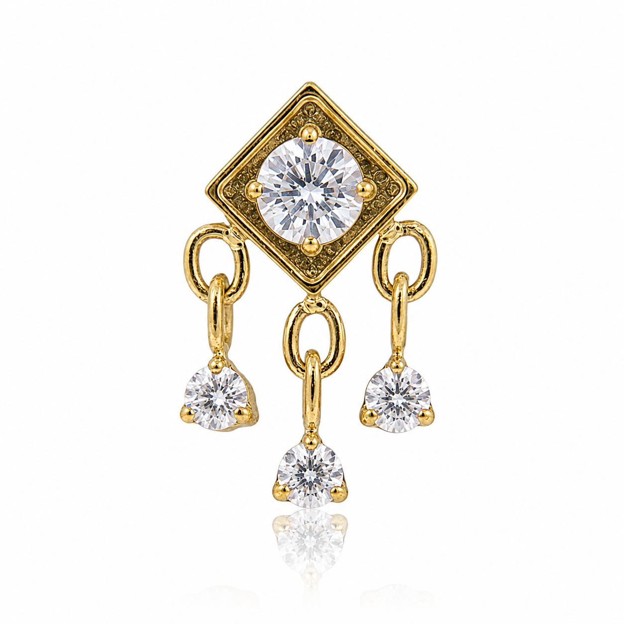 Sofia - Titanium Labret F136 - Gold Finish - White Zircon