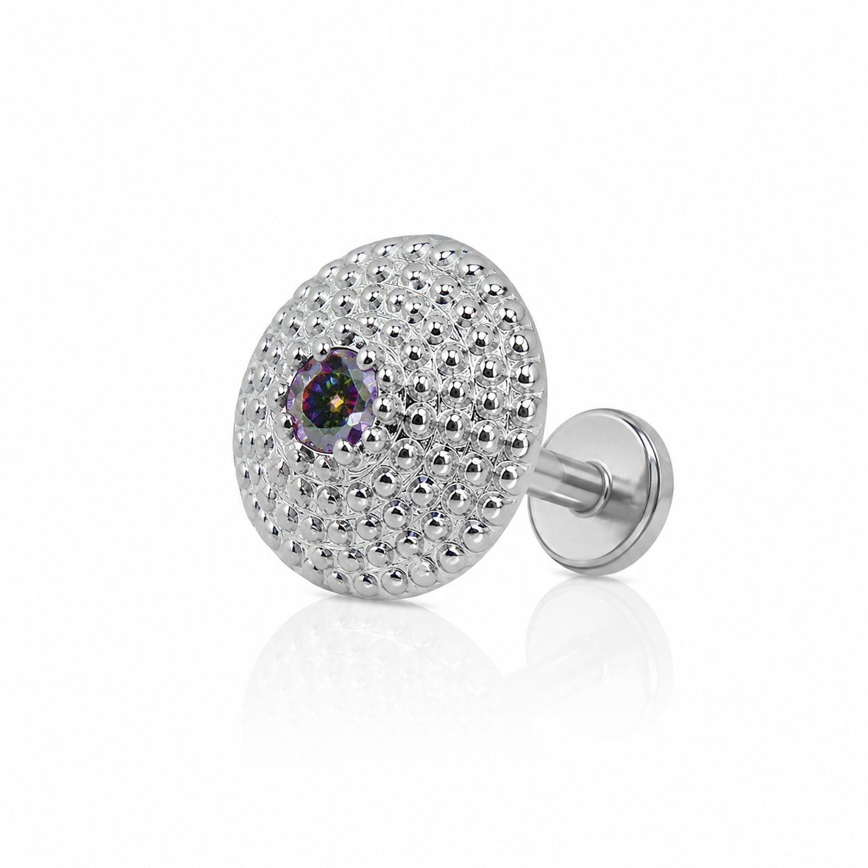 Margaux - Titanium Labret F136 - Silver Finish - 6mm - Black Zircon