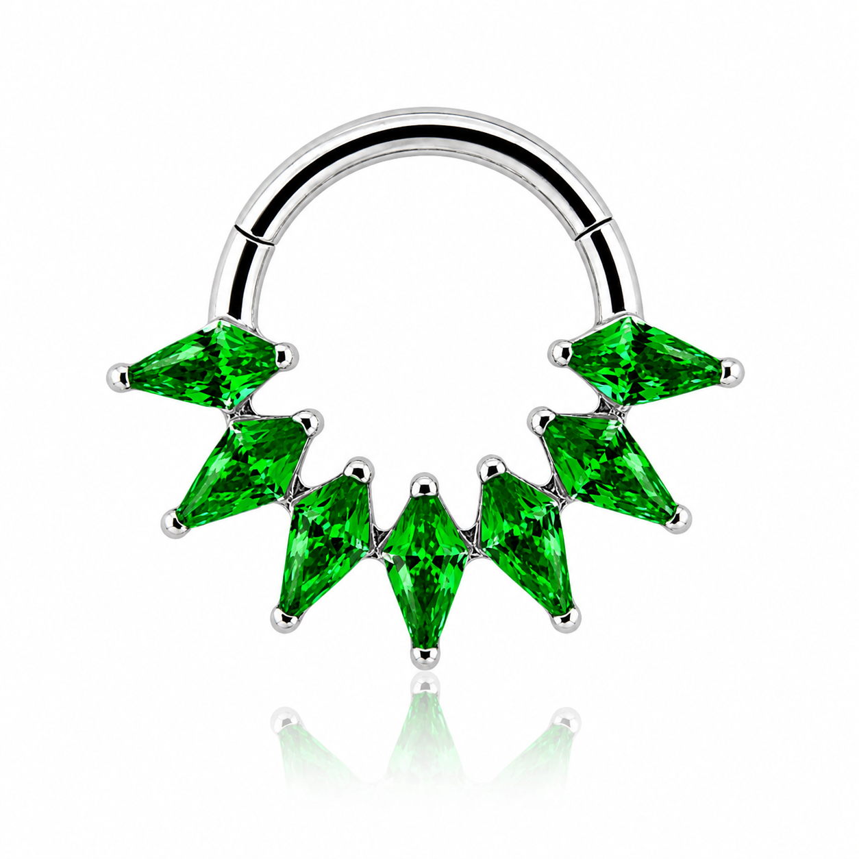 Elara - Titanium Clicker Ring F136 - Gold Finish - 1.2*8mm - Green Zircon