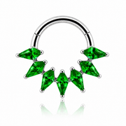 Elara - Titanium Clicker Ring F136 - Gold Finish - 1.2*8mm - Green Zircon
