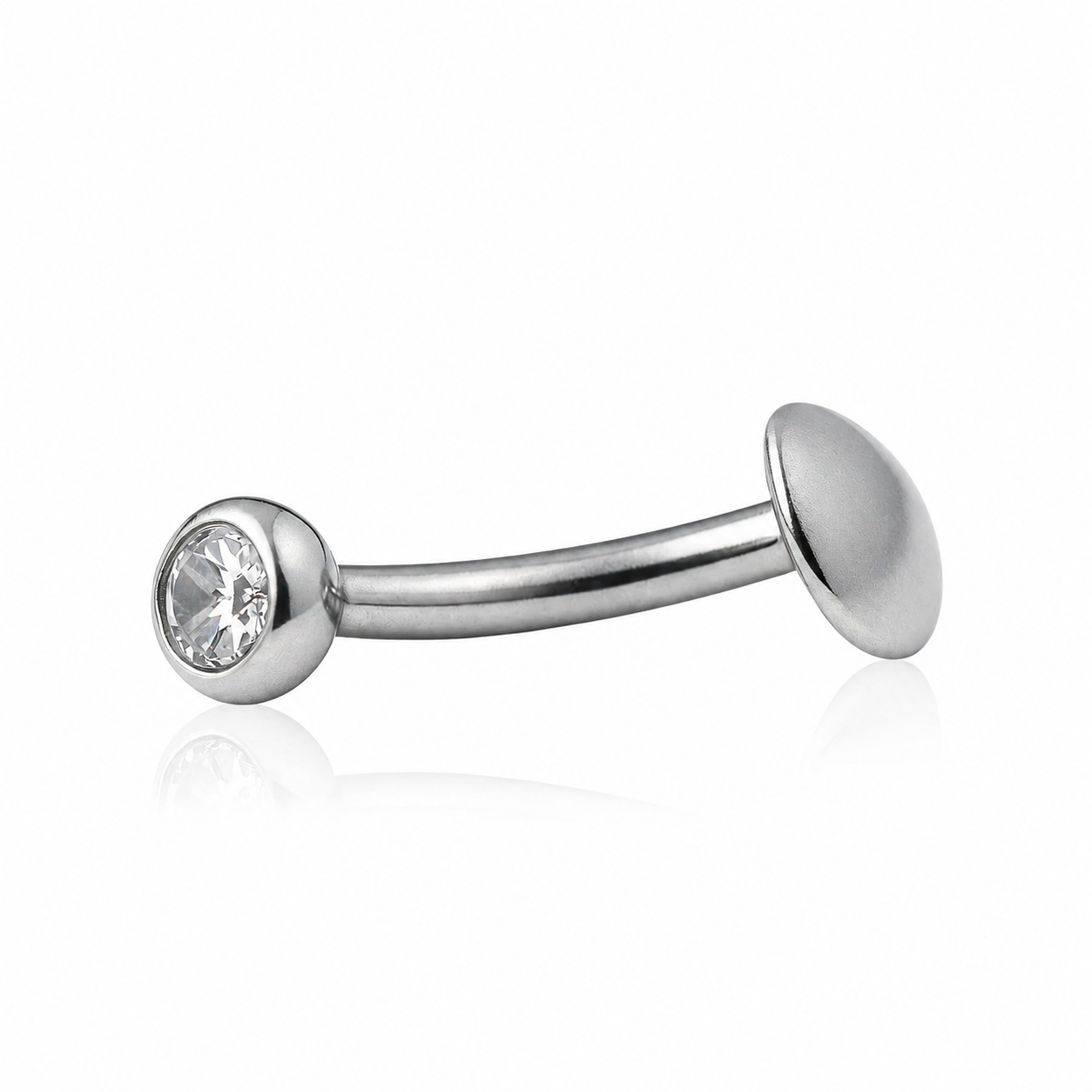 Eira - Nombril Threadless - Finition Argent - 1.6*8*5mm - Zircon Blanc