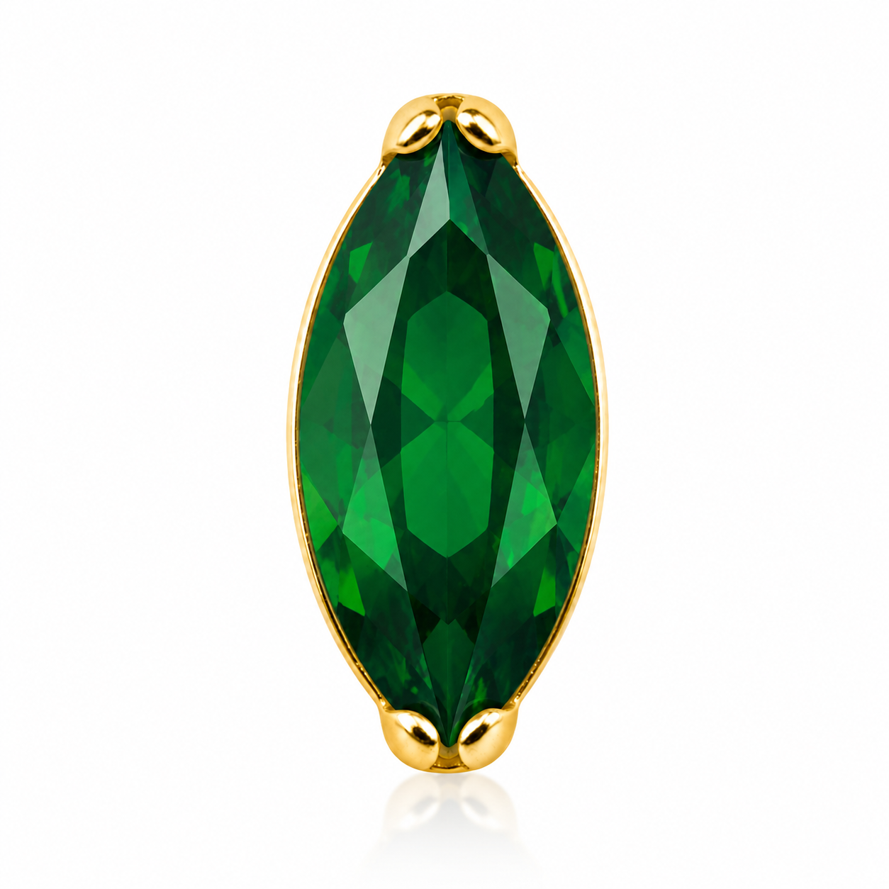 Maren - Labret Filetage Interne - Finition Or - 1.2*8mm - Zircon Vert