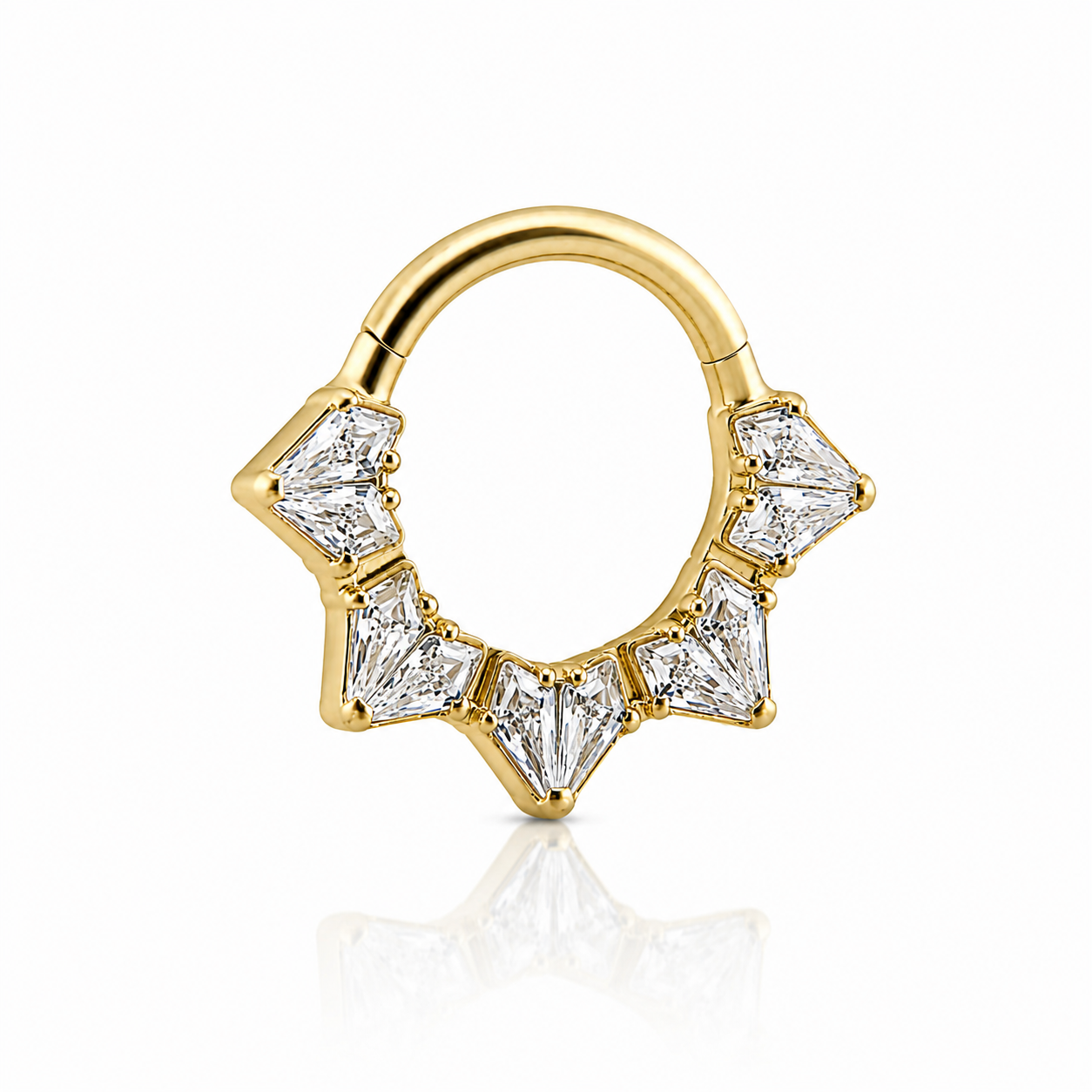 Diane - Titanium Clicker Ring F136 - Gold Finish - 1.2*8mm - White Zircon