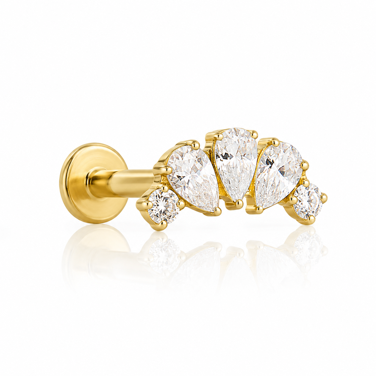 Sienna - Titanium Labret F136 - Gold Finish - White Zircon
