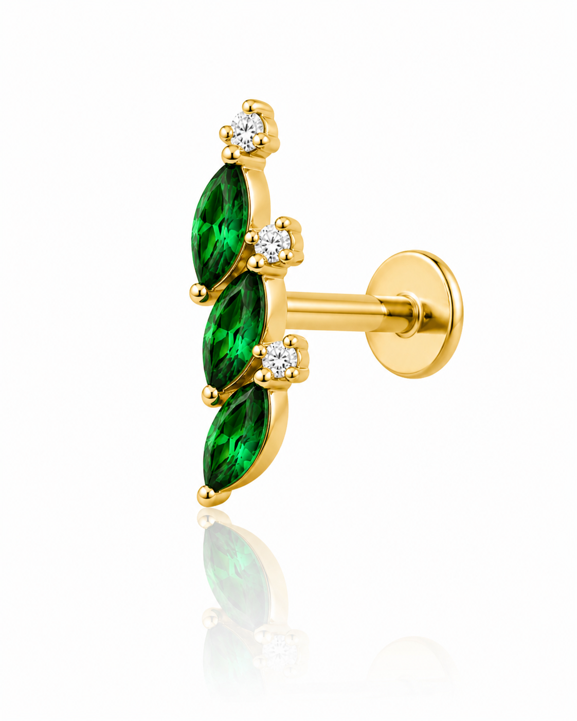 Luna - Titanium Labret F136 - Gold Finish - White Zircon