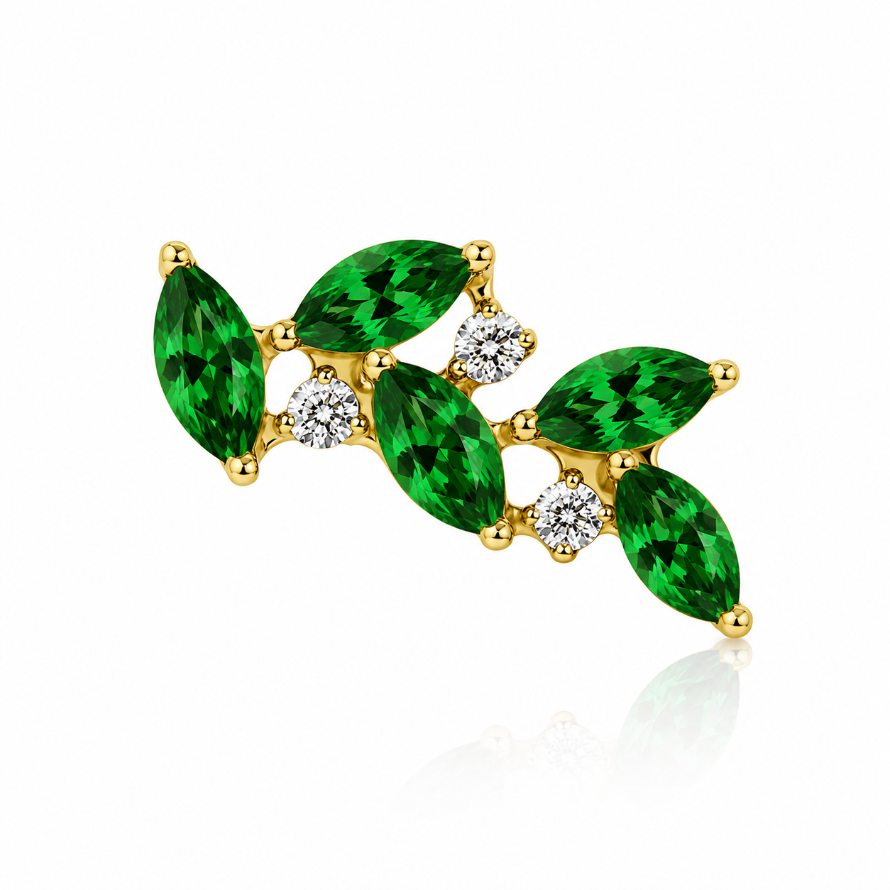 Victoire - Titanium Labret F136 - Gold Finish - White Zircon - Green Zircon