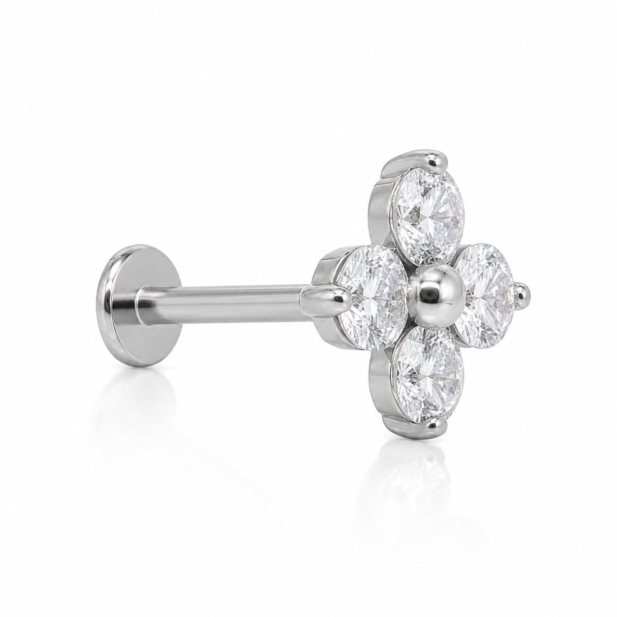Mila - Titanium Labret F136 - Silver Finish - White Zircon