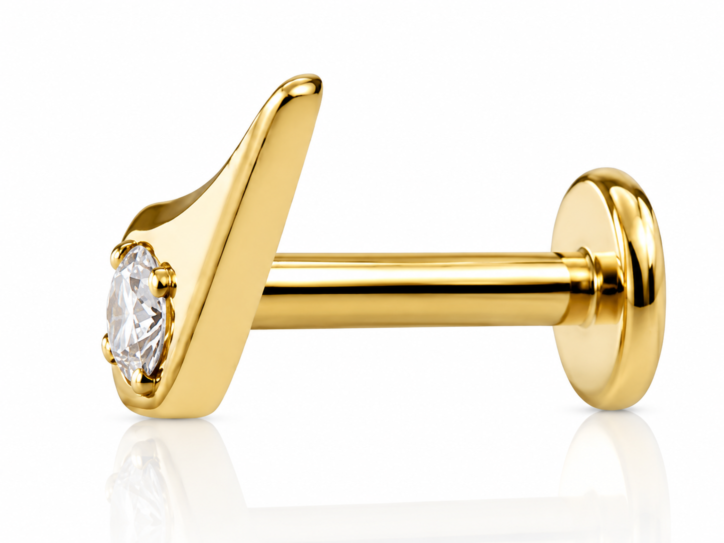 Tia - F136 Titanium Labret - Gold Finish - Aurora Borealis Zircon