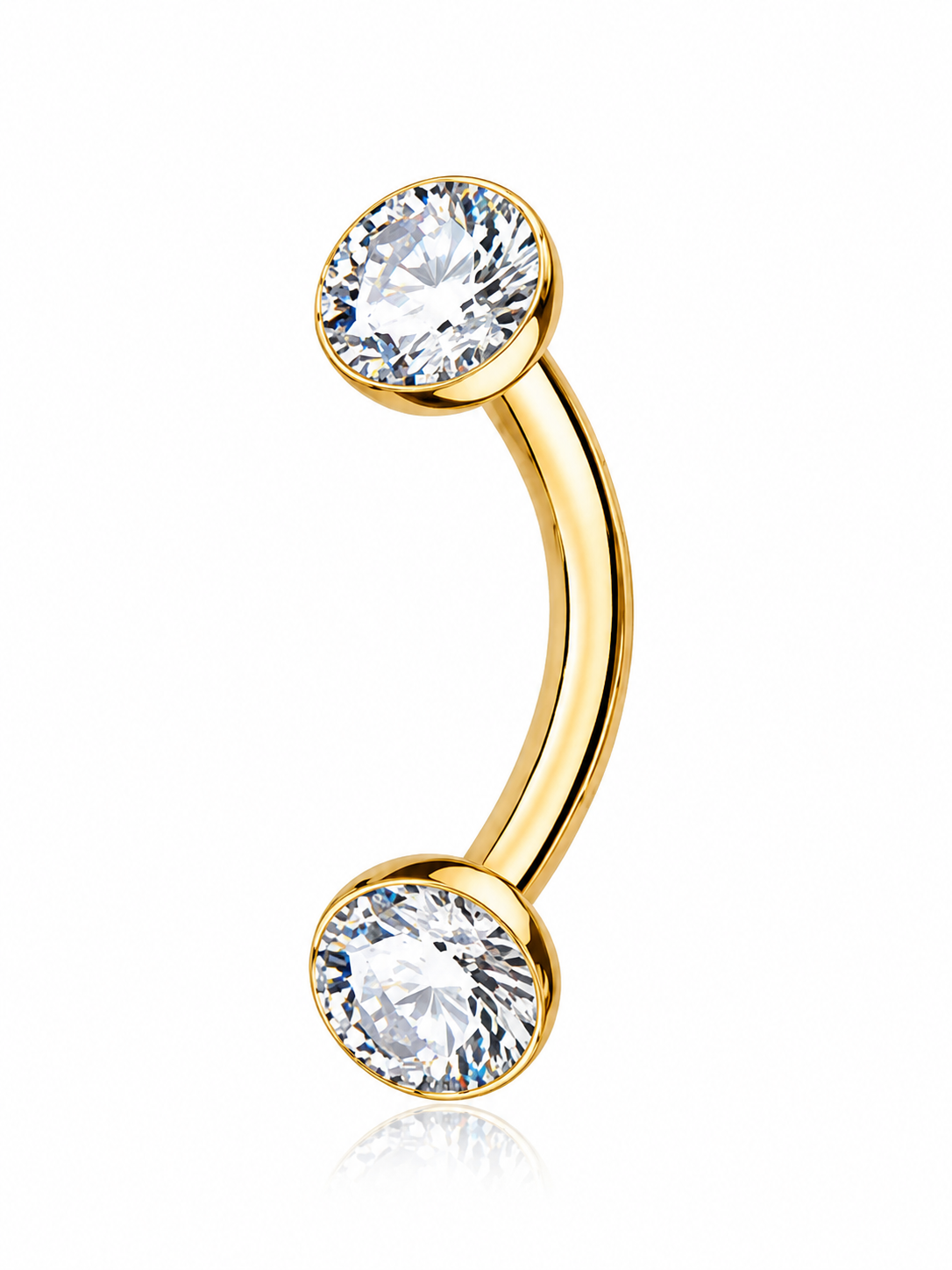 Lisa - Nombril Titane F139 - Finition Or - 1.6*6*5 mm - Zircon blanc