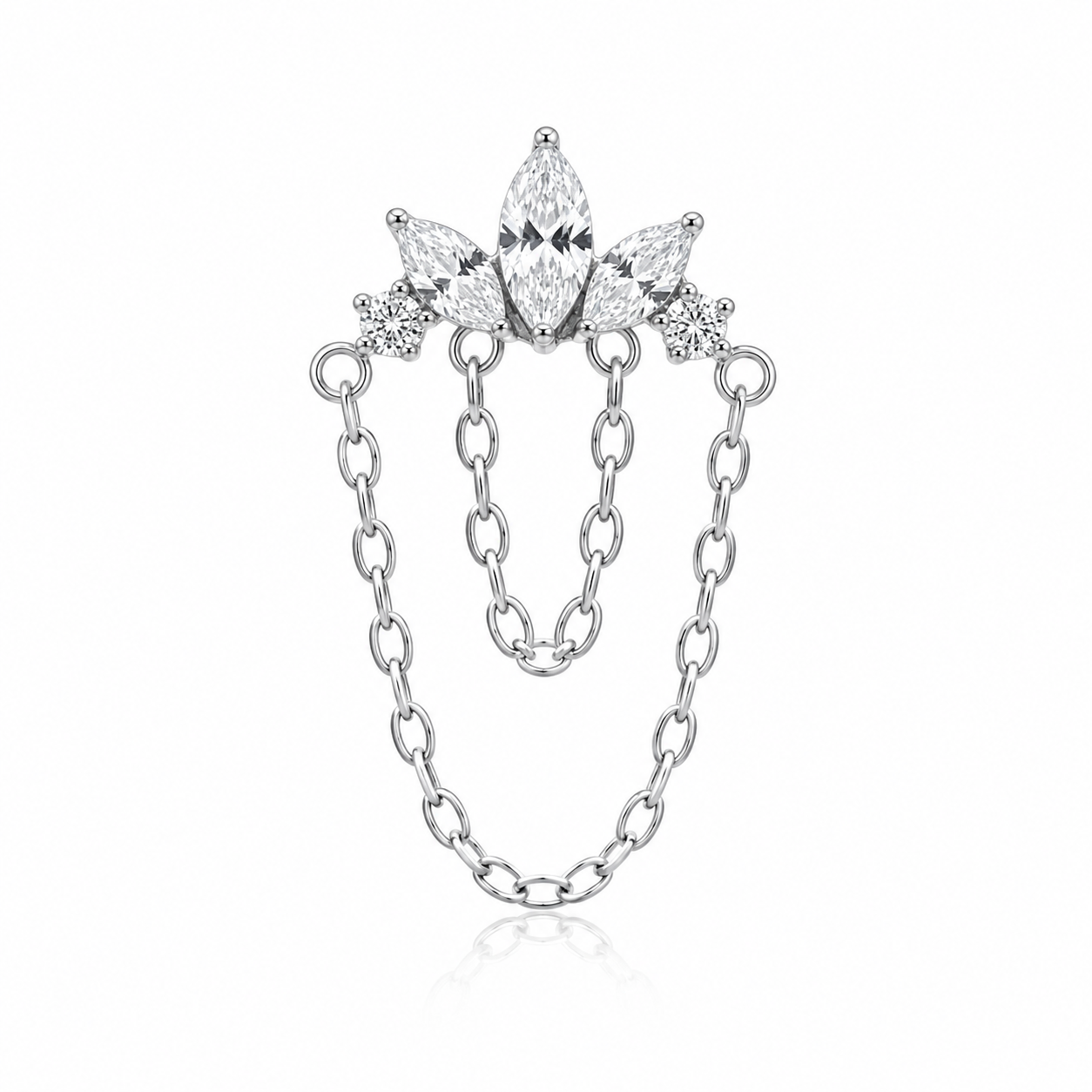 Lucie - Labret Filetage Interne - Finition Argent - Zircon Blanc M0.9(16G)