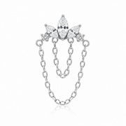 Lucie - Labret Filetage Interne - Finition Argent - Zircon Blanc M0.9(16G)