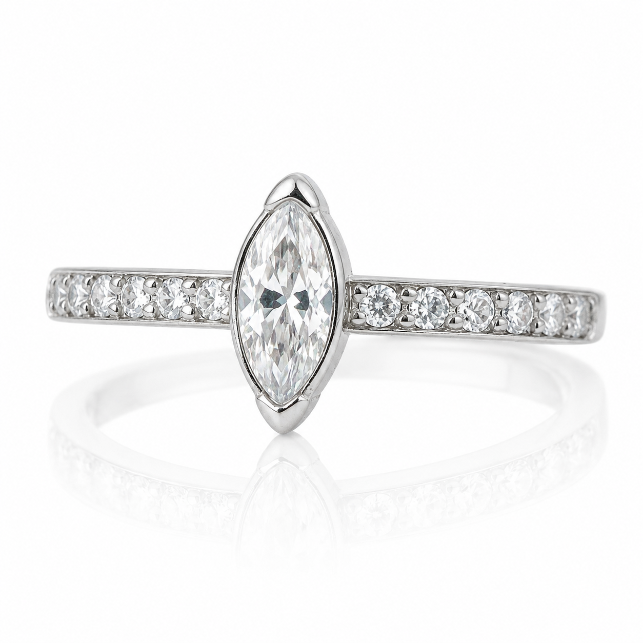 Evangeline - Anneau Clicker - Finition Sylver - 1.2*10 mm - Zircon Blanc