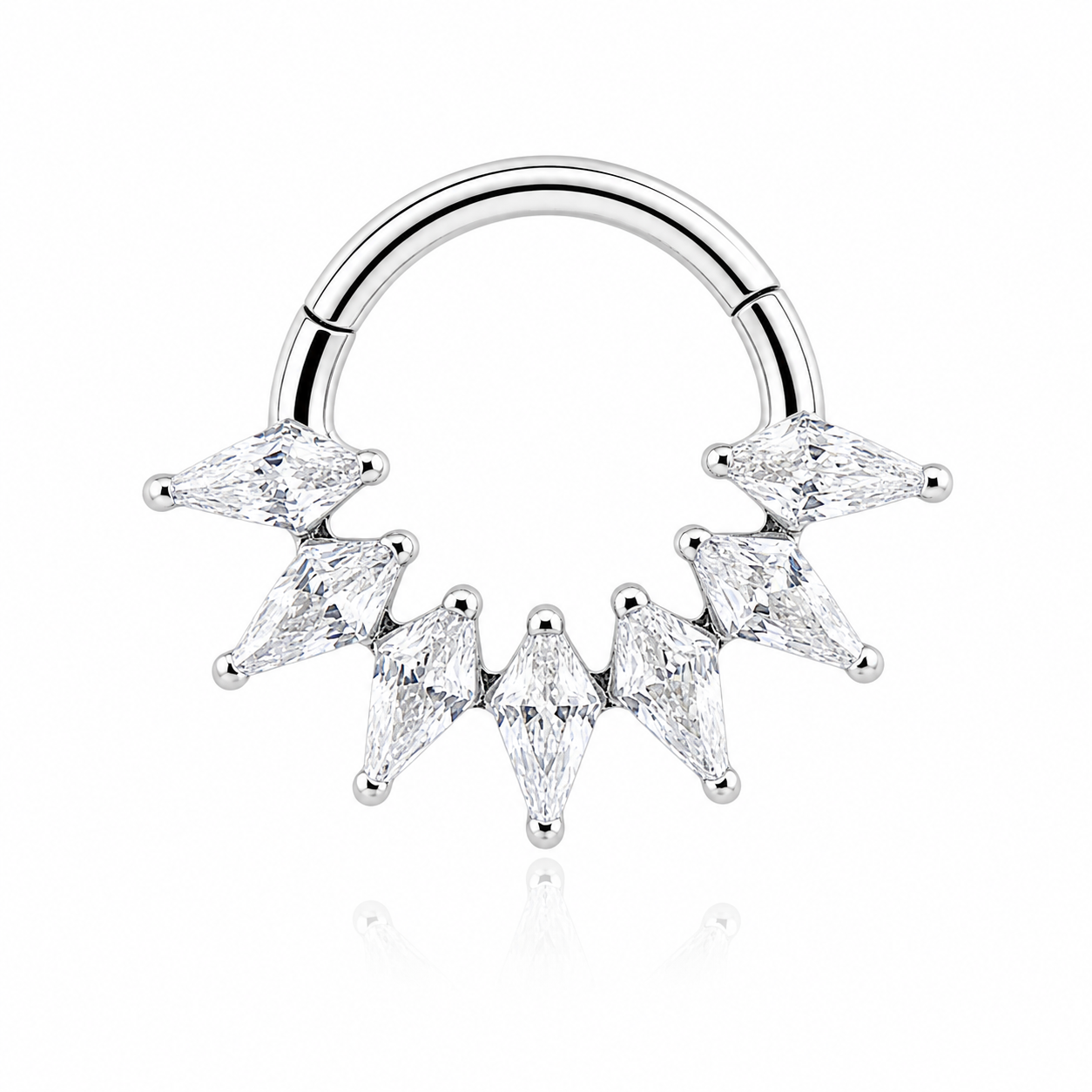 Elara - Titanium Clicker Ring F136 - Gold Finish - 1.2*8mm - White Zircon