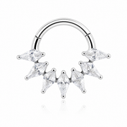 Elara - Titanium Clicker Ring F136 - Gold Finish - 1.2*8mm - White Zircon