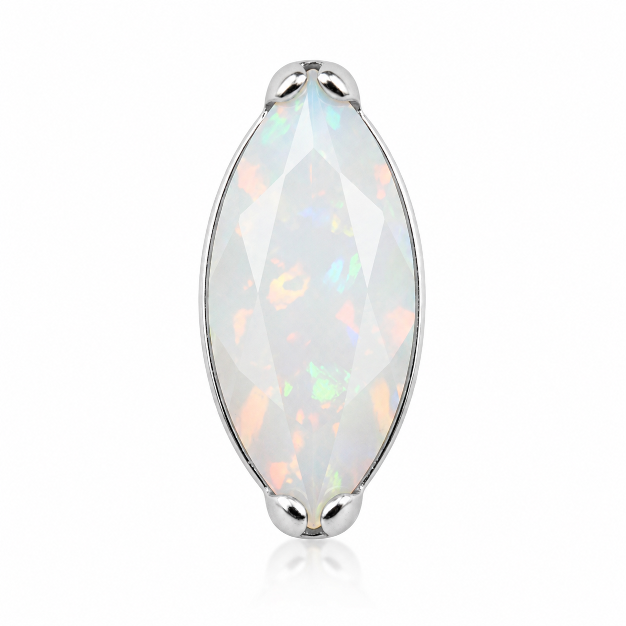 Maren - Labret Filetage Interne - Finition Argent - 1.2*8mm - Zircon Aurore Borealis