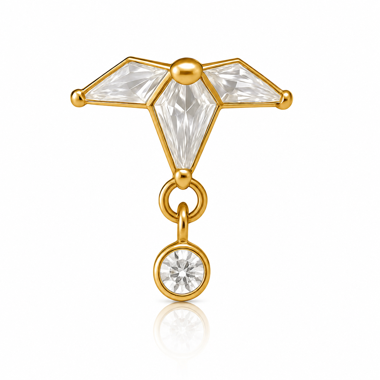 Mirabelle - Titanium Labret F136 - Gold Finish - White Zircon